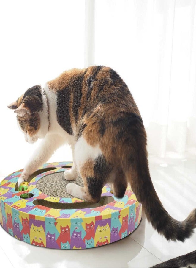 Pawsindia Cat Scratch Pad, Scratching Post, Scratcher Bed, Interactive Scratcher with Bell for Small Kittens and Adult Cats, Durable Cardboard, Scratch and Play, Round Shape, Size: 13 Inches - Image 3